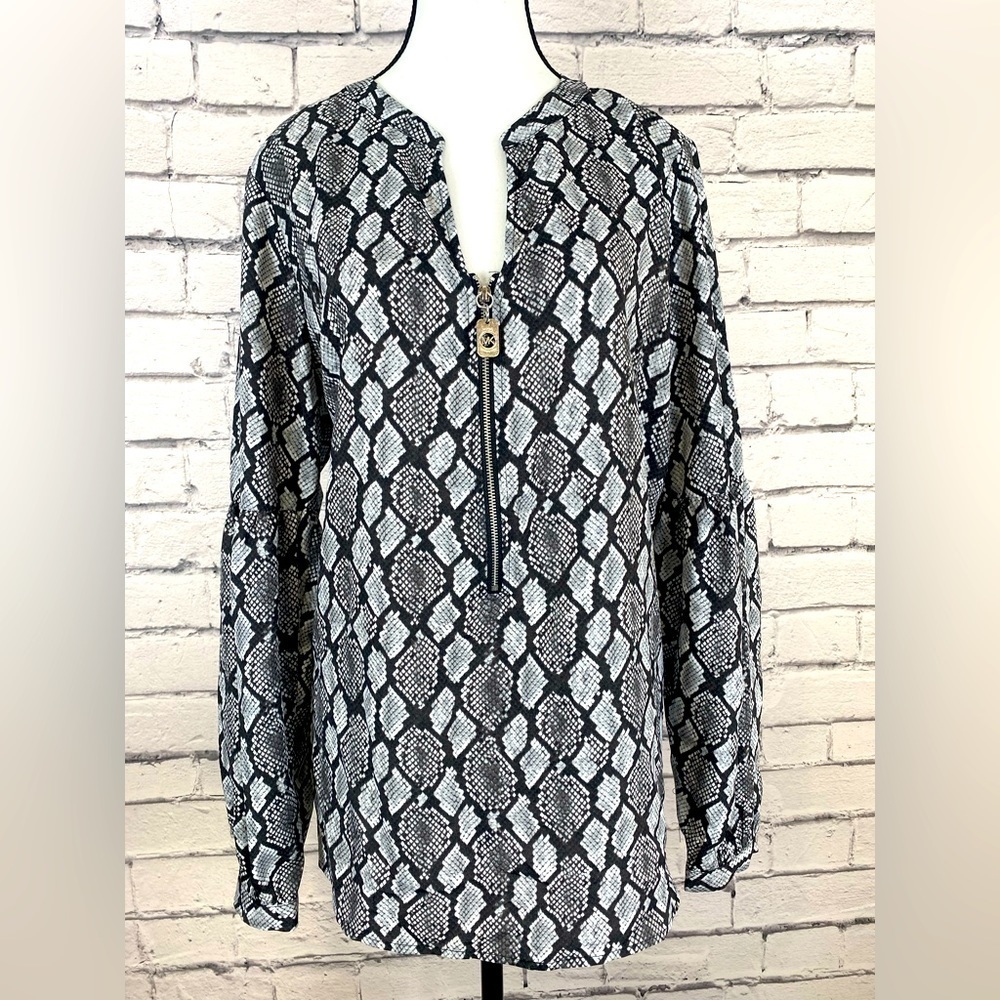 Michael Kors Long Sleeved Animal Print Python Top size Large